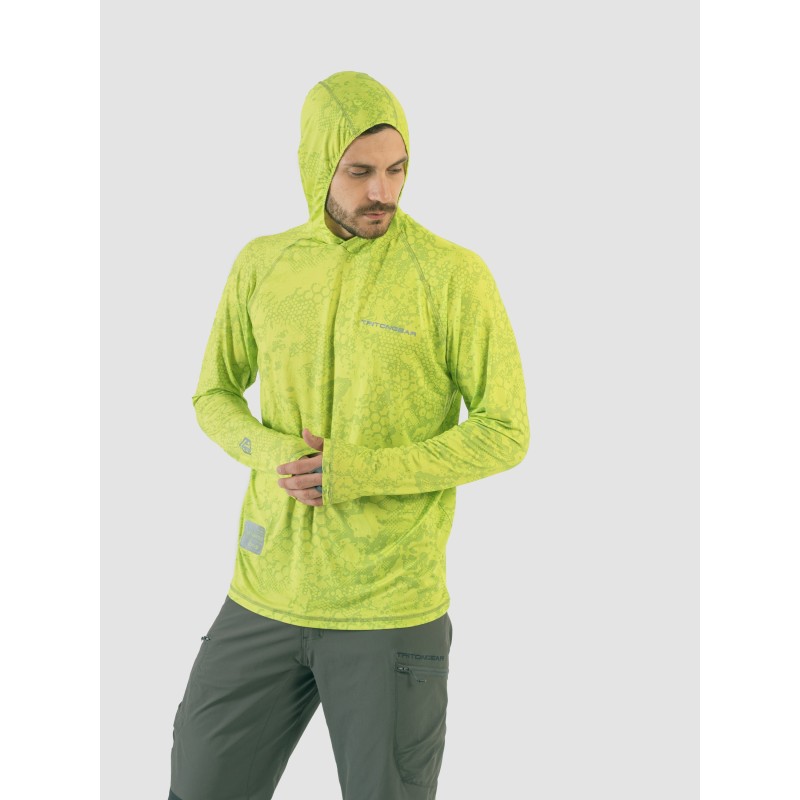 Джерси с капюшоном мужское Triton Gear Lime Print, ткань InterLock, желтый, размер 52-54