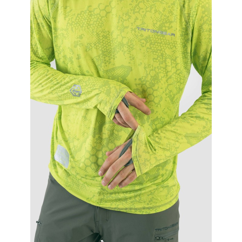 Джерси с капюшоном мужское Triton Gear Lime Print, ткань InterLock, желтый, размер 60-62