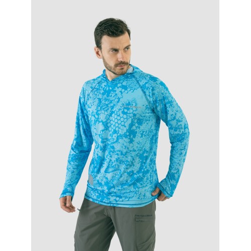 Джерси с капюшоном мужское Triton Gear Blue Print, ткань InterLock, синий, размер 48-50