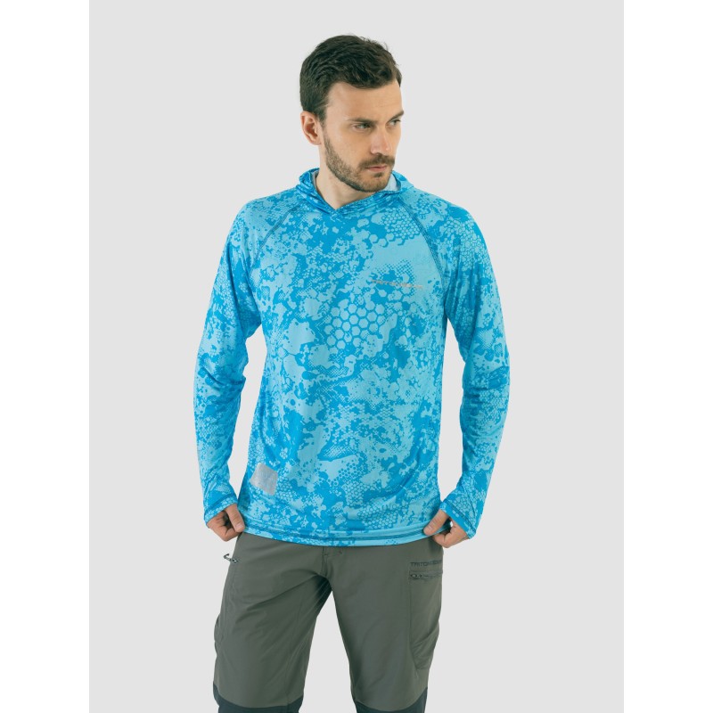 Джерси с капюшоном мужское Triton Gear Blue Print, ткань InterLock, синий, размер 52-54