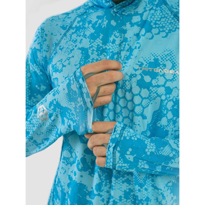 Джерси с капюшоном мужское Triton Gear Blue Print, ткань InterLock, синий, размер 52-54