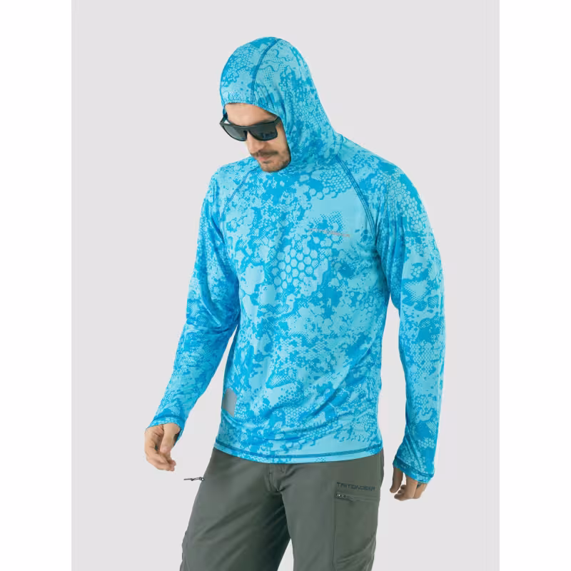 Джерси с капюшоном мужское Triton Gear Blue Print, ткань InterLock, синий, размер 56-58