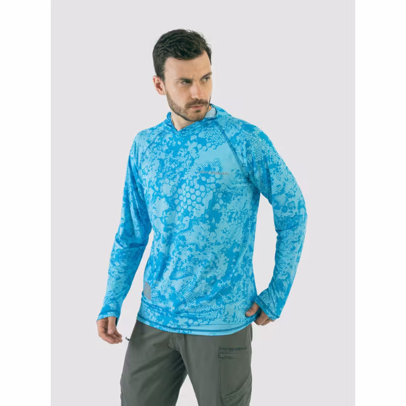 Джерси с капюшоном мужское Triton Gear Blue Print, ткань InterLock, синий, размер 60-62