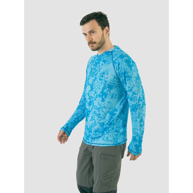 Джерси с капюшоном мужское Triton Gear Blue Print, ткань InterLock, синий, размер 60-62