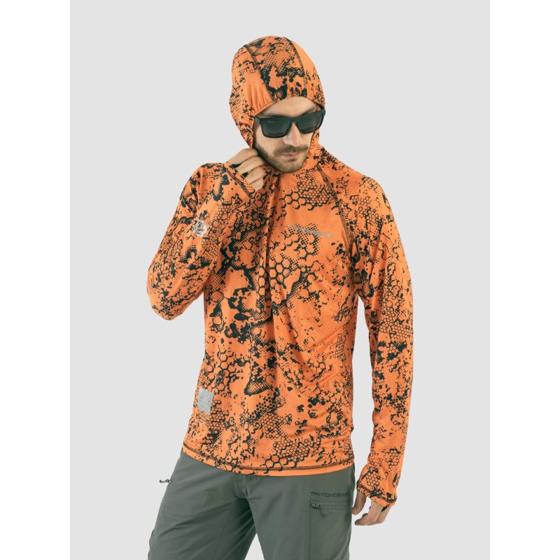 Джерси с капюшоном мужское Triton Gear Orange Print, ткань InterLock, оранжевый, размер 48-50