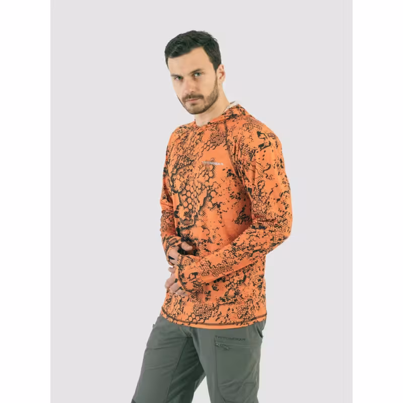 Джерси с капюшоном мужское Triton Gear Orange Print, ткань InterLock, оранжевый, размер 52-54