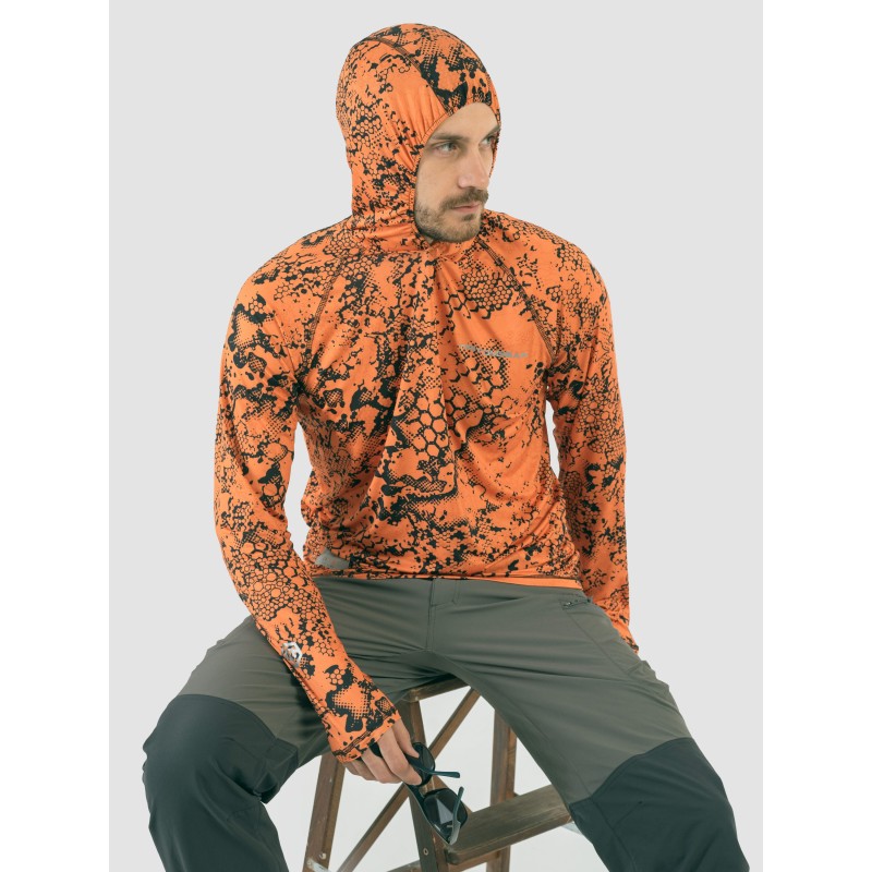 Джерси с капюшоном мужское Triton Gear Orange Print, ткань InterLock, оранжевый, размер 52-54