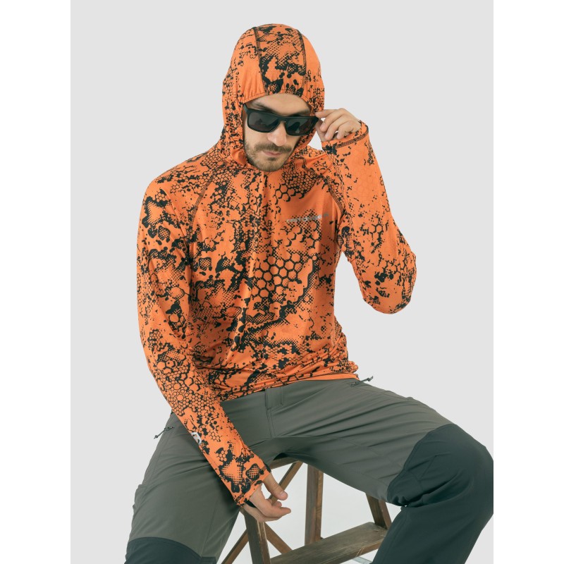 Джерси с капюшоном мужское Triton Gear Orange Print, ткань InterLock, оранжевый, размер 52-54