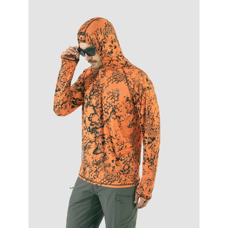 Джерси с капюшоном мужское Triton Gear Orange Print, ткань InterLock, оранжевый, размер 56-58