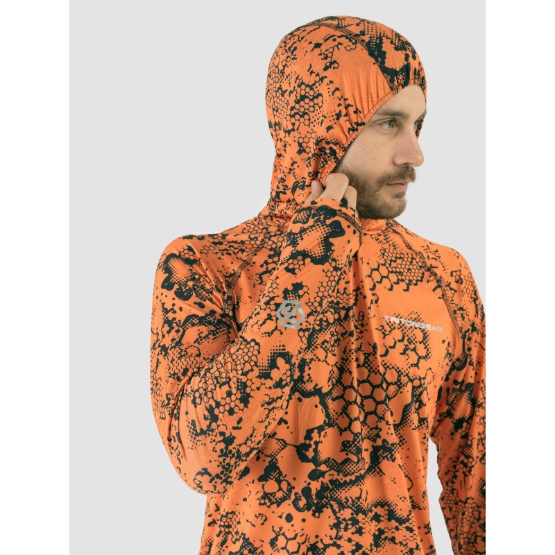 Джерси с капюшоном мужское Triton Gear Orange Print, ткань InterLock, оранжевый, размер 56-58