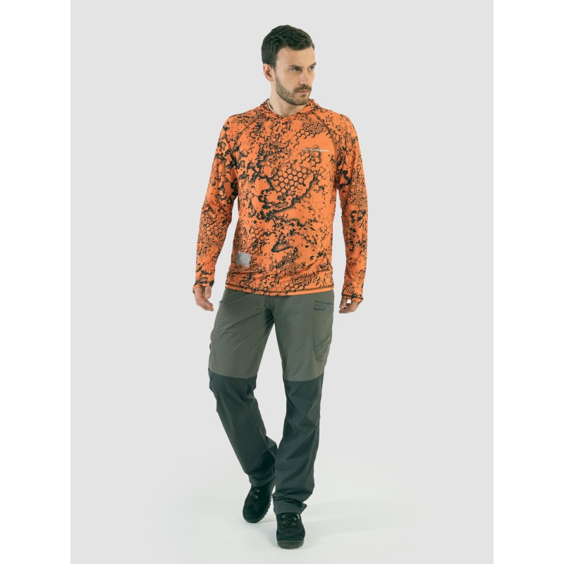 Джерси с капюшоном мужское Triton Gear Orange Print, ткань InterLock, оранжевый, размер 60-62