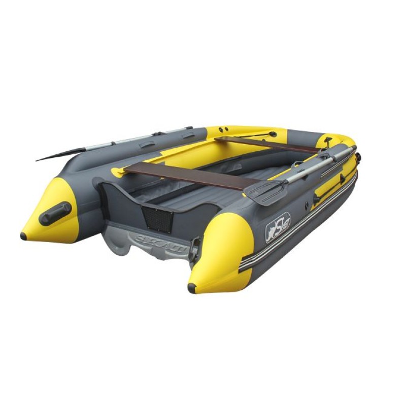 Лодка надувная ПВХ с интегрированным фальшбортом Angler Skat Triton  370NDFi, НДНД, темно-серый/красный