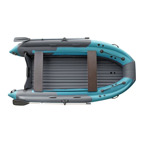 Лодка надувная ПВХ с интегрированным фальшбортом Angler Skat Triton 370NDFi, НДНД, темно-серый/бирюзовый
