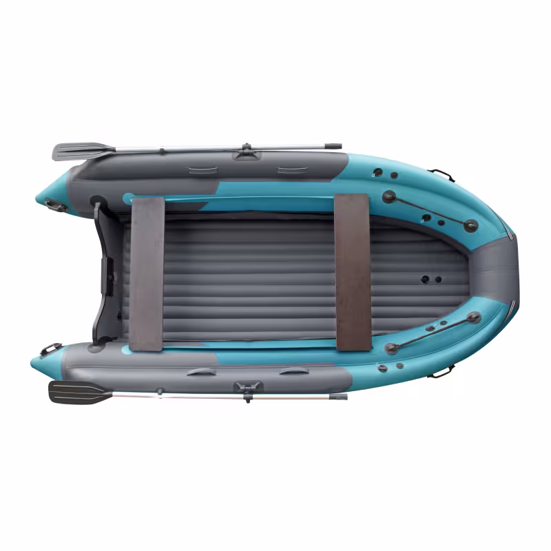 Лодка надувная ПВХ с интегрированным фальшбортом Angler Skat Triton 370NDFi, НДНД, темно-серый/бирюзовый