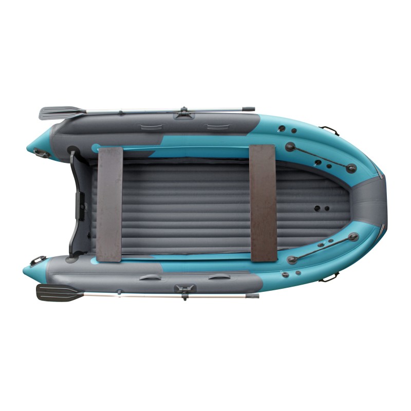 Лодка надувная ПВХ с интегрированным фальшбортом Angler Skat Triton 370NDFi, НДНД, темно-серый/бирюзовый