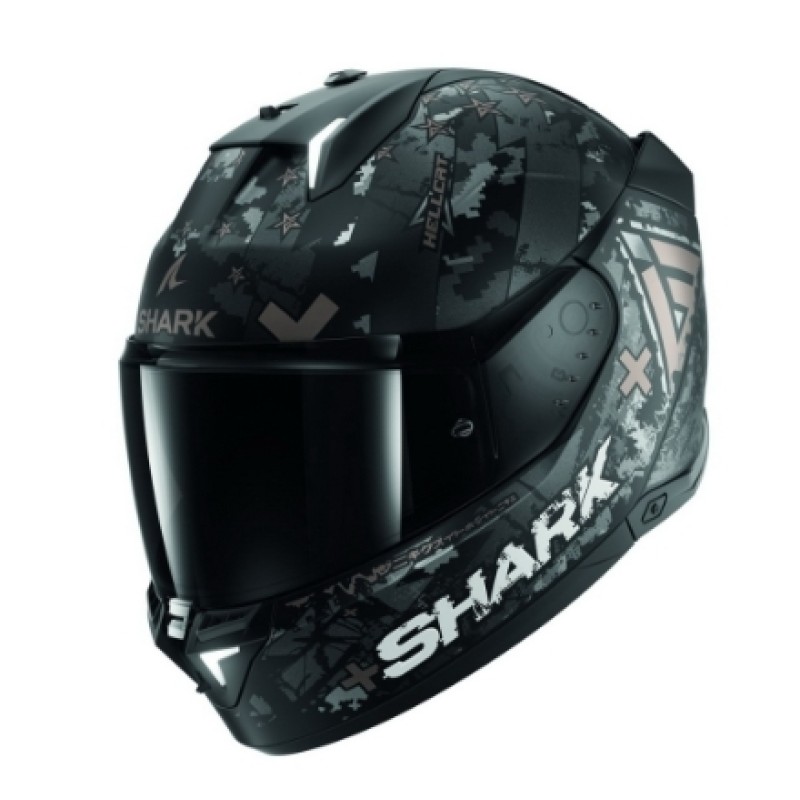 Мотошлем Shark Skwal I3 Hell Cat, черный матовый/серый, размер L