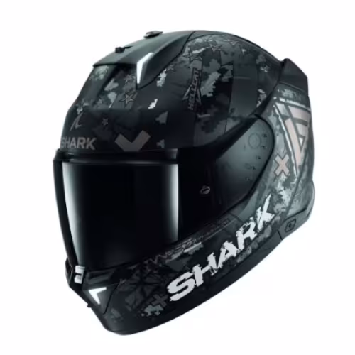 Мотошлем Shark Skwal I3 Hell Cat, черный матовый/серый, размер M