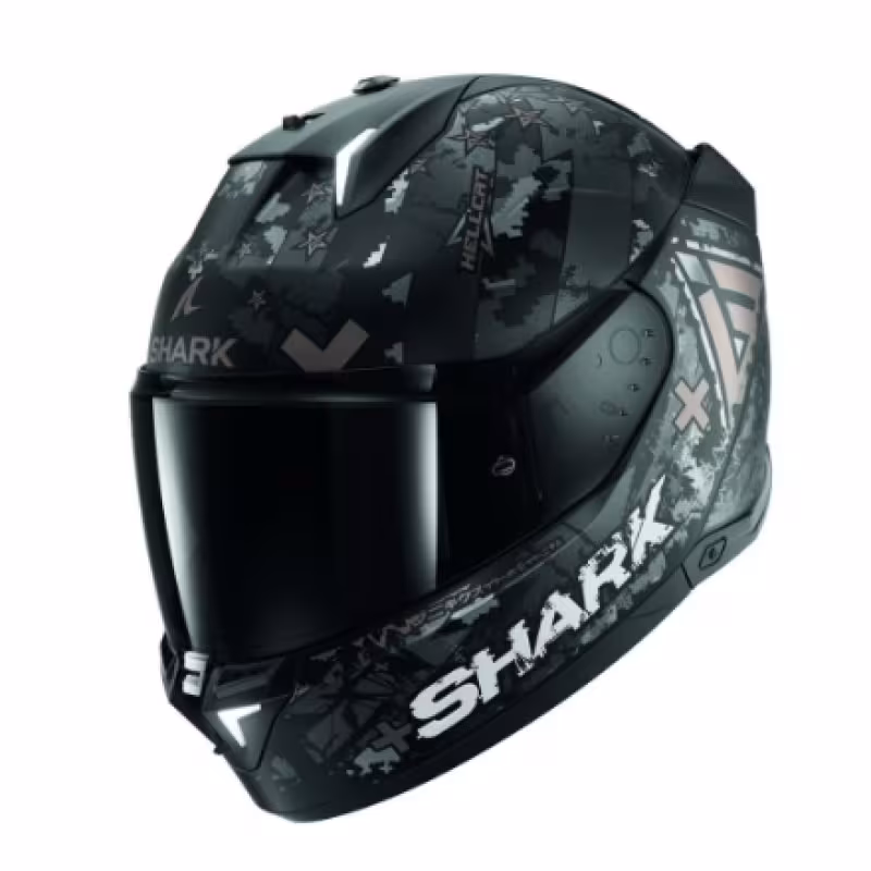 Мотошлем Shark Skwal I3 Hell Cat, черный матовый/серый, размер M