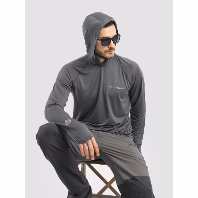 Джерси с капюшоном мужское Triton Gear S00014, InterLock, серый, размер 44-46