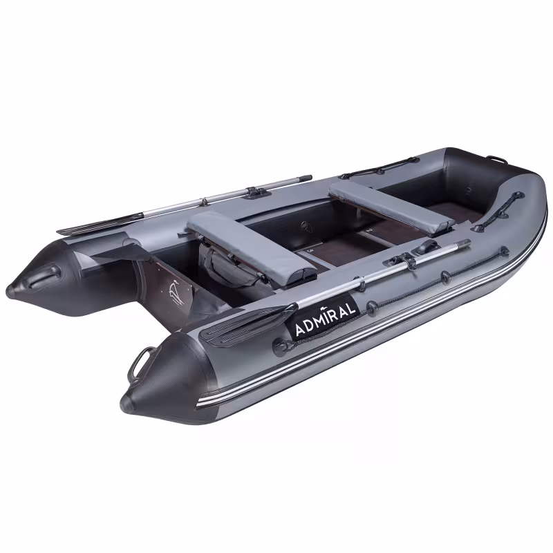 Лодка надувная ПВХ Адмирал 320 Classic, пайол фанерный, серый/черный