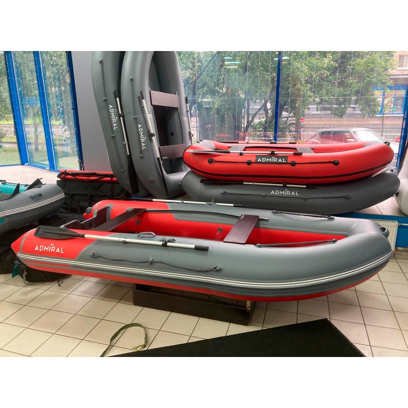 Лодка надувная ПВХ Адмирал 375 S Pro Lite, пайол фанерный, графит/голубой