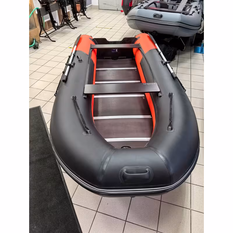 Лодка надувная ПВХ Адмирал 375 S Pro Lite, пайол фанерный, графит/голубой