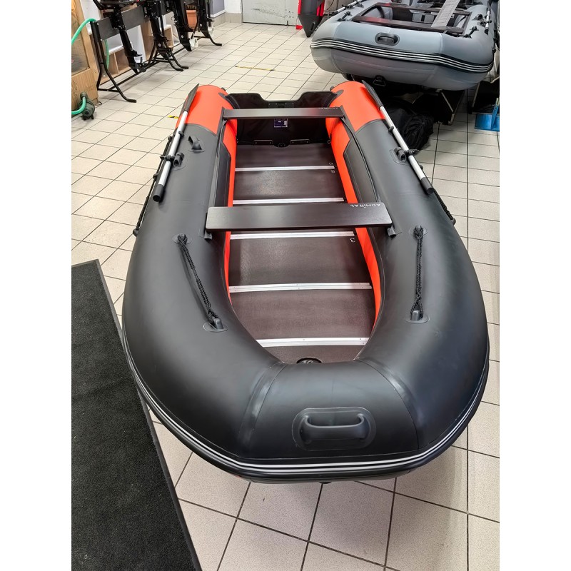 Лодка надувная ПВХ Адмирал 375 S Pro Lite, пайол фанерный, графит/голубой