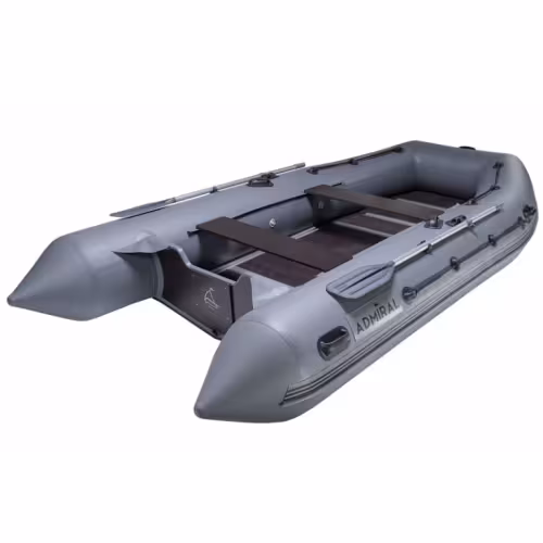 Лодка надувная ПВХ Адмирал 380, пайол фанерный, серый/голубой/черный