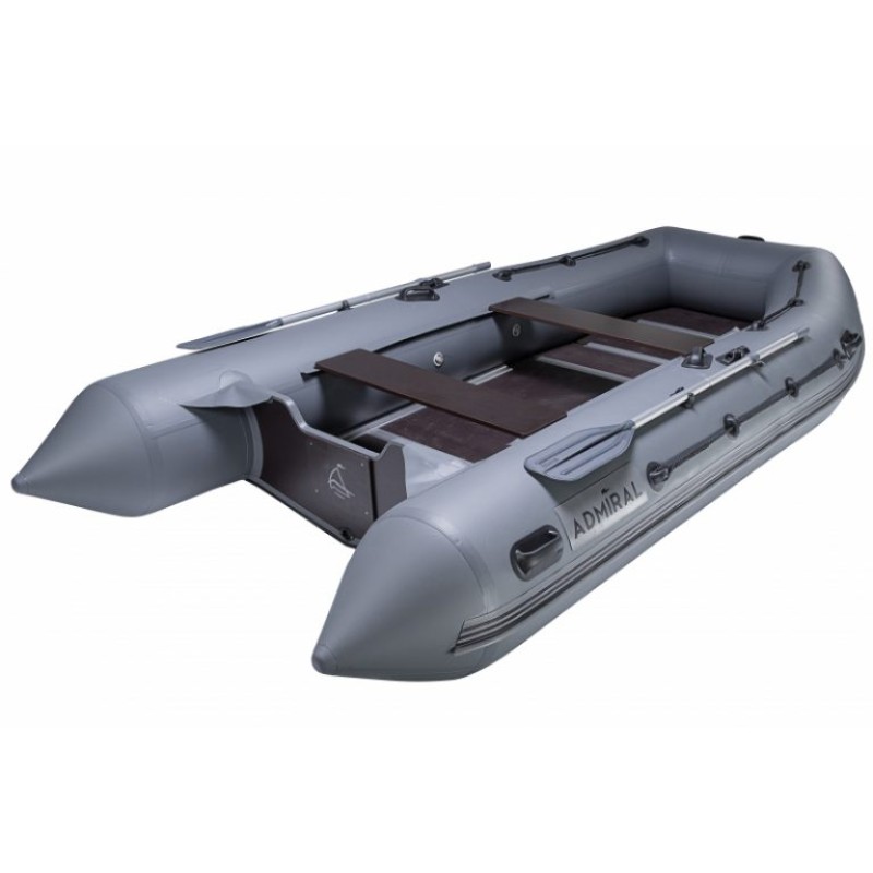 Лодка надувная ПВХ Адмирал 380, пайол фанерный, серый/голубой/черный