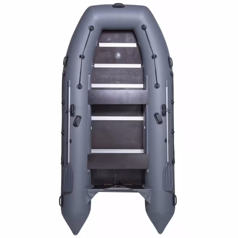 Лодка надувная ПВХ Адмирал 380, пайол фанерный, серый/голубой/черный