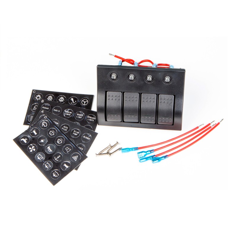 Панель бортового питания Skipper 4 переключателя, автоматы