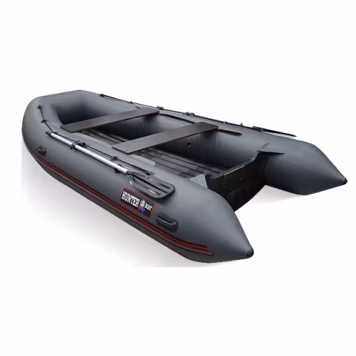 Лодка надувная ПВХ HunterBoat 390 А, НДНД, серый