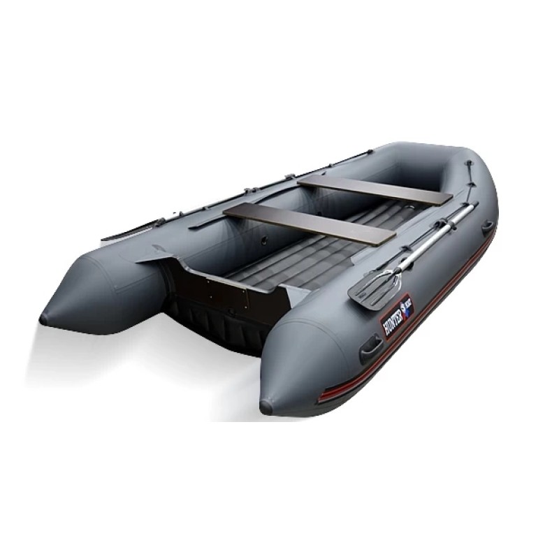 Лодка надувная ПВХ HunterBoat 390 А, НДНД, серый