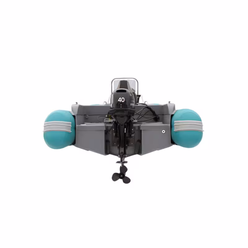 Лодка надувная РИБ с рулевой консолью Angler Tornado 470, серый/оранжевый