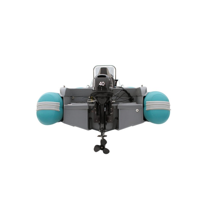 Лодка надувная РИБ с рулевой консолью Angler Tornado 470, серый/оранжевый