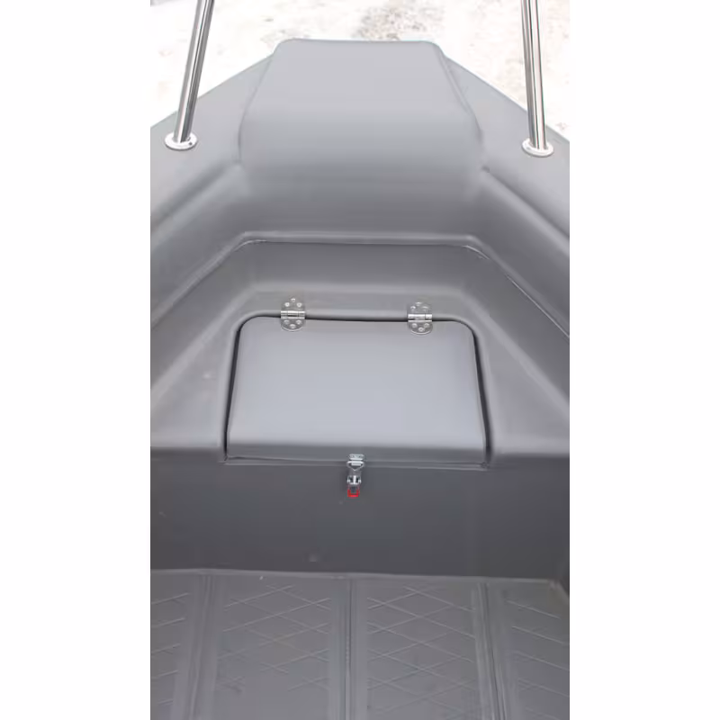 Лодка надувная РИБ с рулевой консолью Angler Tornado 470, серый/оранжевый