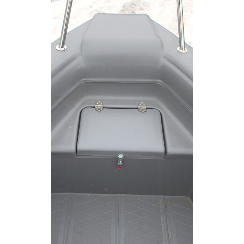 Лодка надувная РИБ с рулевой консолью Angler Tornado 470, серый/оранжевый