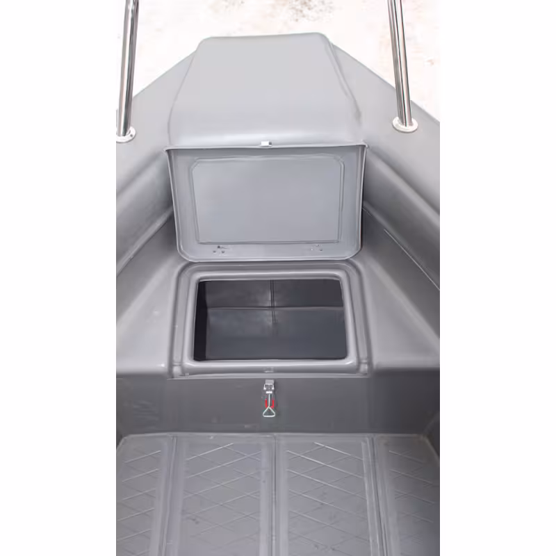 Лодка надувная РИБ с рулевой консолью Angler Tornado 470, серый/оранжевый