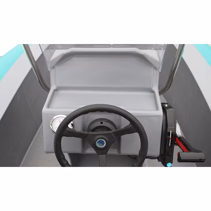 Лодка надувная РИБ с рулевой консолью Angler Tornado 470, серый/оранжевый