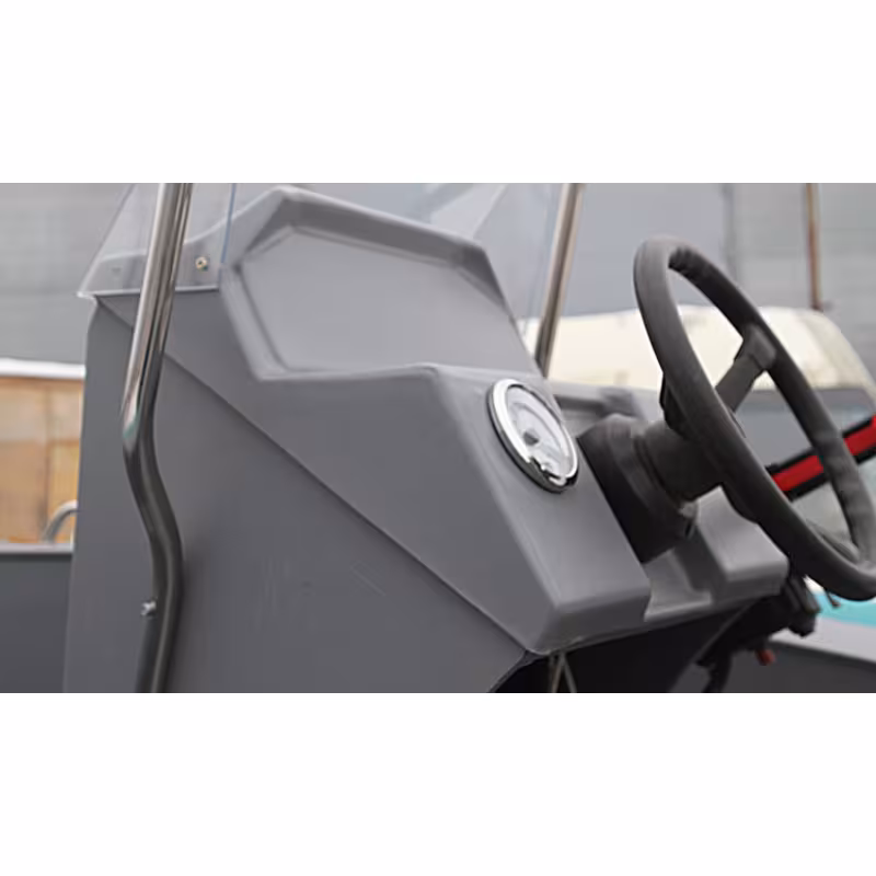 Лодка надувная РИБ с рулевой консолью Angler Tornado 470, серый/оранжевый