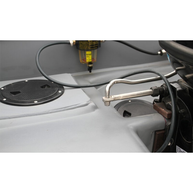 Лодка надувная РИБ с рулевой консолью Angler Tornado 470, серый/оранжевый