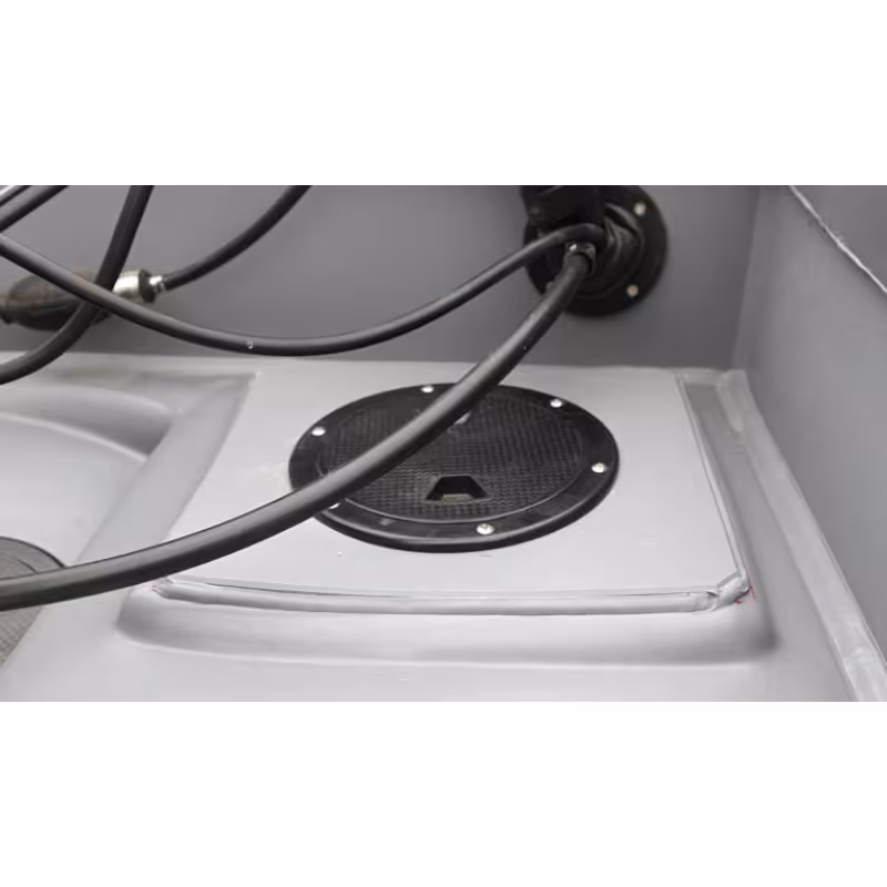 Лодка надувная РИБ с рулевой консолью Angler Tornado 470, серый/оранжевый