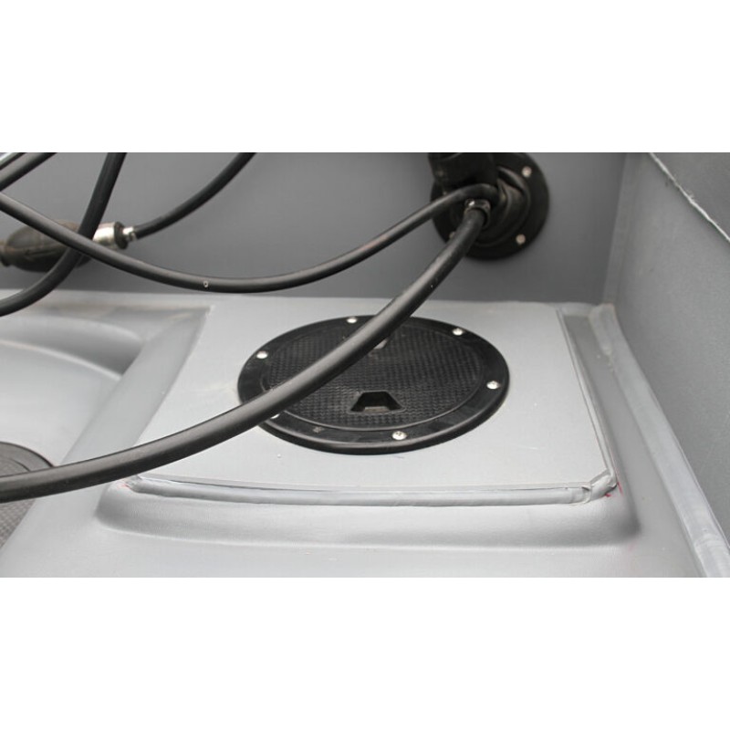 Лодка надувная РИБ с рулевой консолью Angler Tornado 470, серый/оранжевый