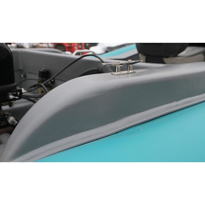 Лодка надувная РИБ с рулевой консолью Angler Tornado 470, серый/оранжевый