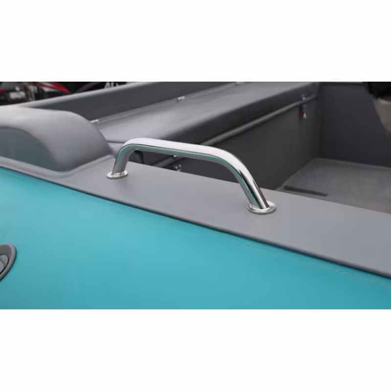 Лодка надувная РИБ с рулевой консолью Angler Tornado 470, серый/оранжевый