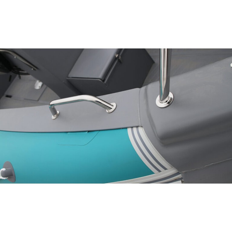 Лодка надувная РИБ с рулевой консолью Angler Tornado 470, серый/оранжевый