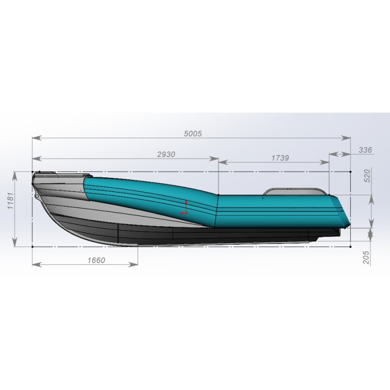 Лодка надувная РИБ с рулевой консолью Angler Tornado 470, серый/оранжевый
