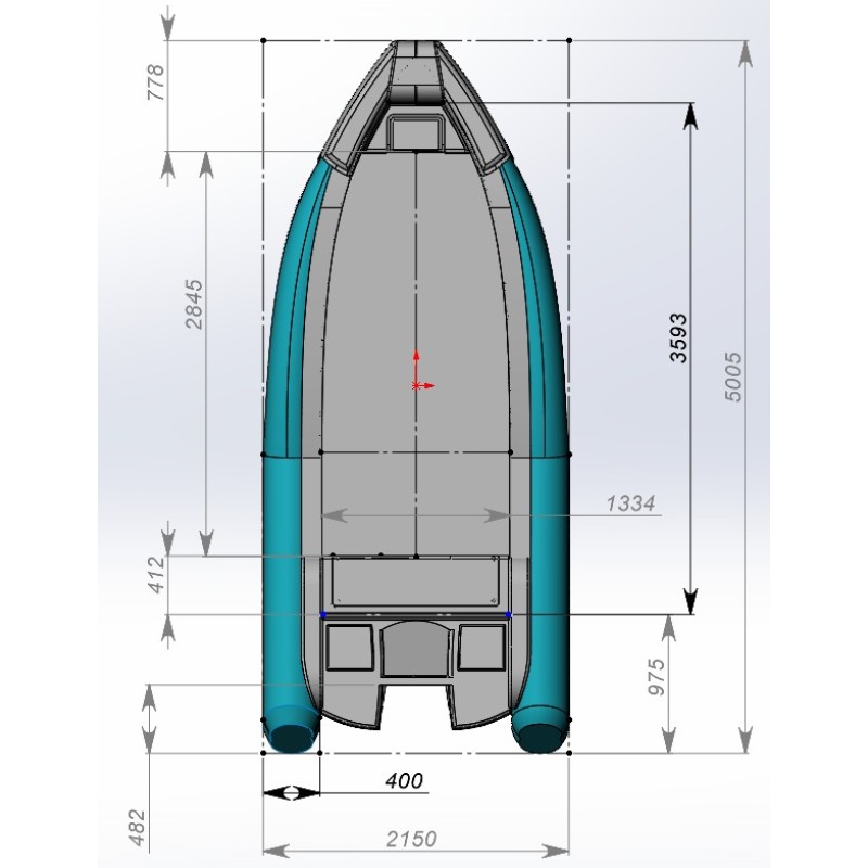 Лодка надувная РИБ с рулевой консолью Angler Tornado 470, серый/оранжевый