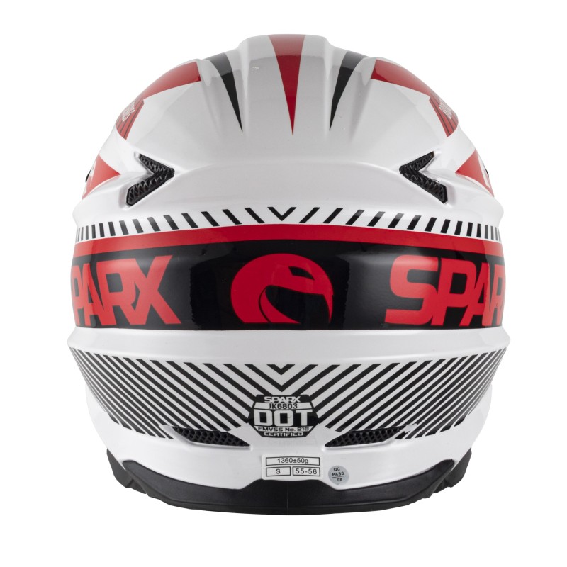 Мотошлем Sparx Fenix Gravity JK6803, белый/красный, размер XL