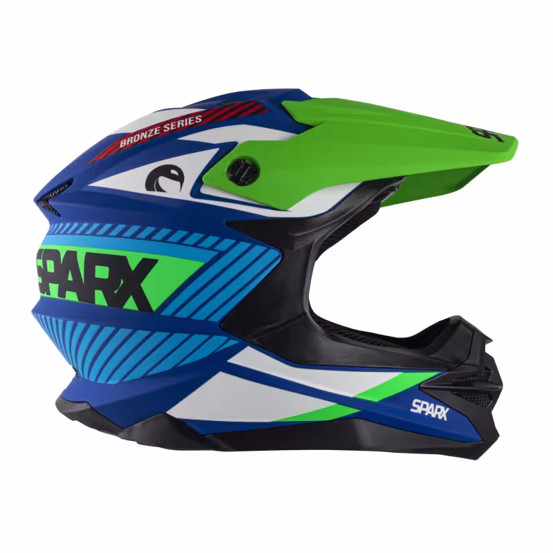 Мотошлем Sparx Fenix Gravity JK6803, синий/зеленый матовый, размер 2XL